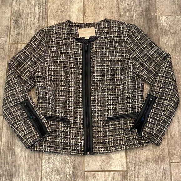 *NOT FOR SALE/SOLD* Banana Republic Tweed Blazer (Khaki, Black & Cream) Size 2 - Picture 3 of 7